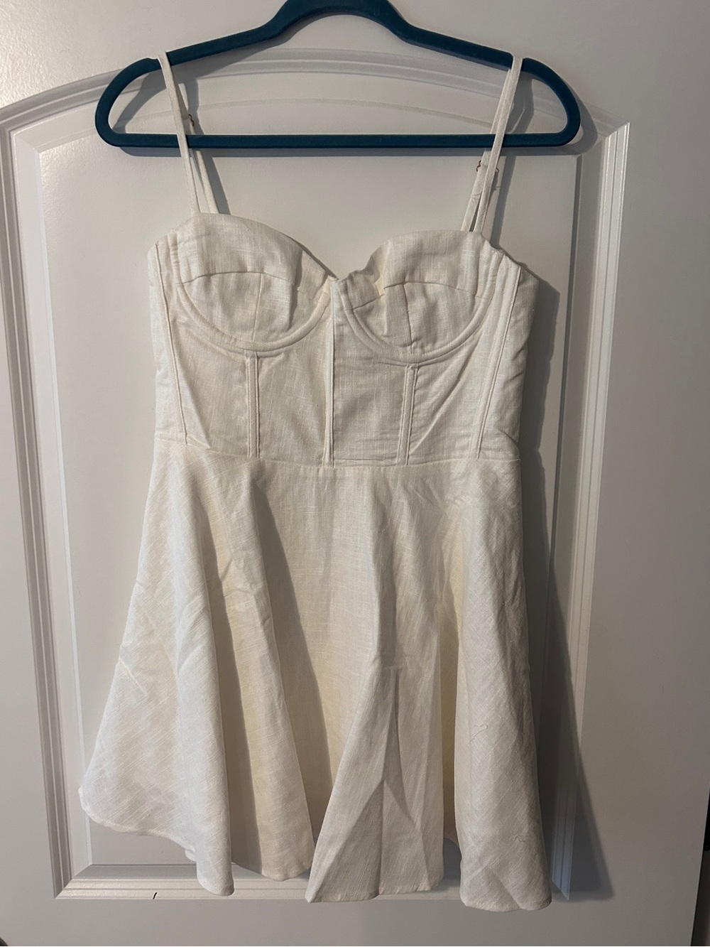 Lined Steps New York White Bustier Skater Dress with Spaghetti Straps Bridal